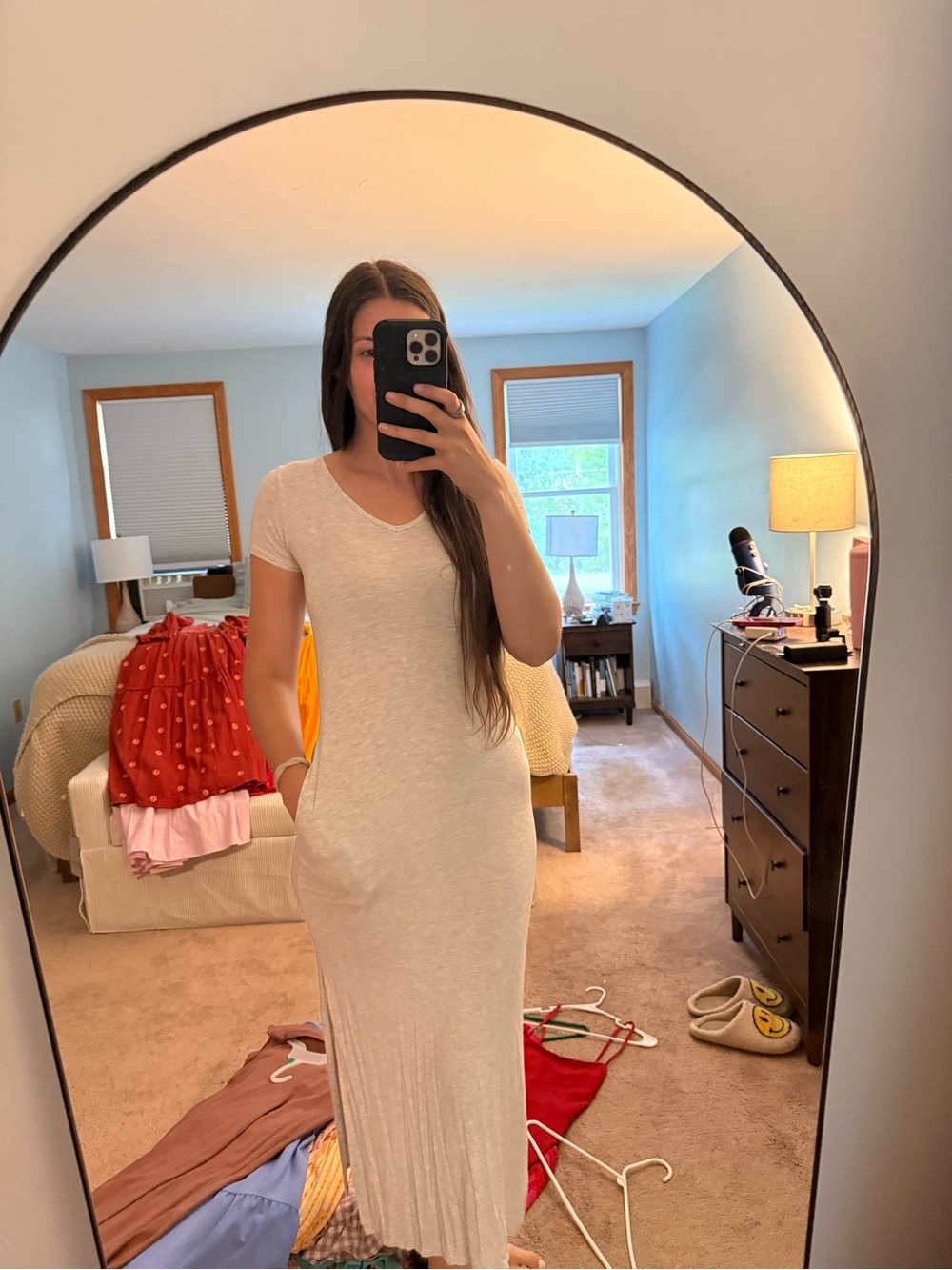 T.J.Maxx Cream Short-Sleeve Maxi Dress